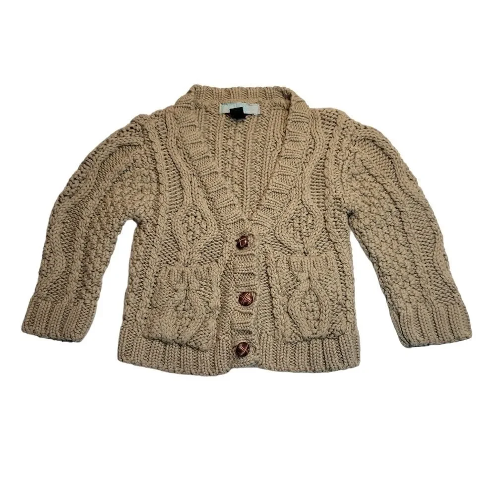 MINI Top Shop Oatmeal Kids Mushroom Colored Cable Knit Cardigan boys 6-12 months